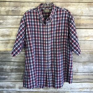 Bill Blass Plaid Short Sleeved Shirt